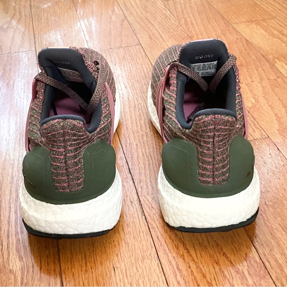 Adidas pink olive green ultraboost ultra boost DNA knit lace up sneakers shoes - Picture 3 of 8